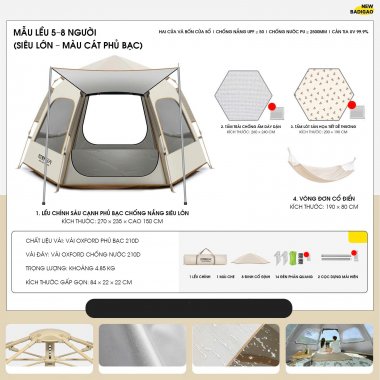 Lều cắm trại chống nắng chống thấm gấp gọn dễ sử dụng LCT015