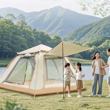 Lều cắm trại tự động bung cỡ lớn khung sợi thủy tinh chóng thấm tốt LCT003