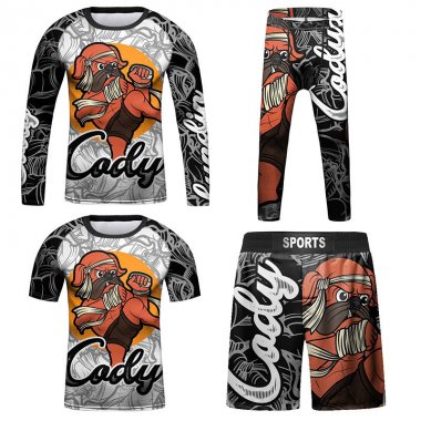 Set bộ 4 món Quần áo Rashguard BJJ MMA hỗ trợ luyện tập 057