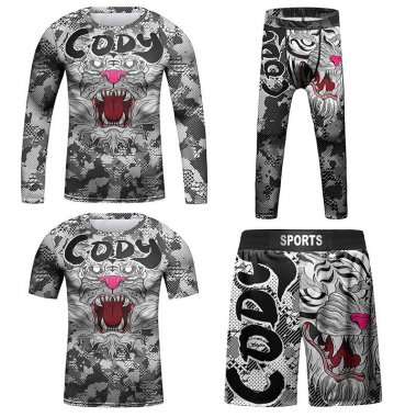 Set bộ 4 món Quần áo Rashguard BJJ MMA hỗ trợ luyện tập 057