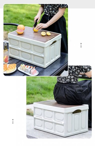 Thùng nhựa gấp gọn có nắp và tay cầm dùng cho cắm trại và dã ngoại DCCT016