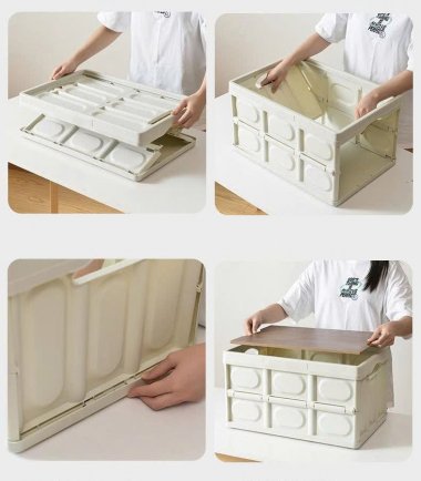 Thùng nhựa gấp gọn có nắp và tay cầm dùng cho cắm trại và dã ngoại DCCT016