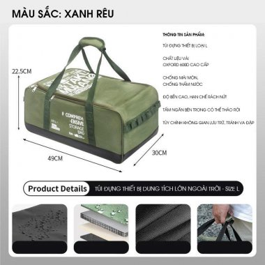 Túi đựng đồ dã ngoại cắm trại cỡ lớn chống thấm chống bụi DCCT020