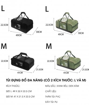 Túi đựng đồ dã ngoại cắm trại cỡ lớn chống thấm chống bụi DCCT020