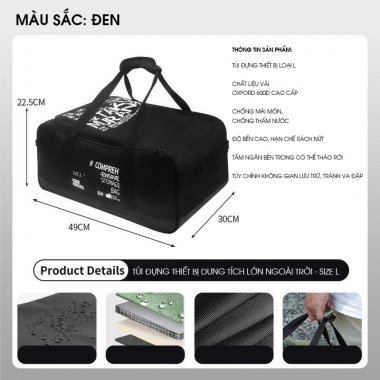 Túi đựng đồ dã ngoại cắm trại cỡ lớn chống thấm chống bụi DCCT020