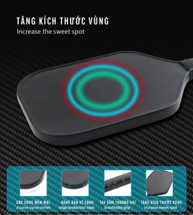 Vợt Pickleball 3k trơn 16mm sợi carbon cao cấp chuyên nghiệp 014