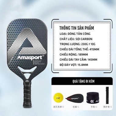 Vợt Pickleball Ama sport 15.8mm sợi carbon cao cấp 011