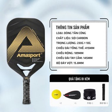 Vợt Pickleball Ama sport 15.8mm sợi carbon cao cấp 011