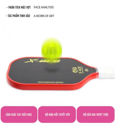 Vợt Pickleball sợi carbon vân vải X ACE 16mm cao cấp 013